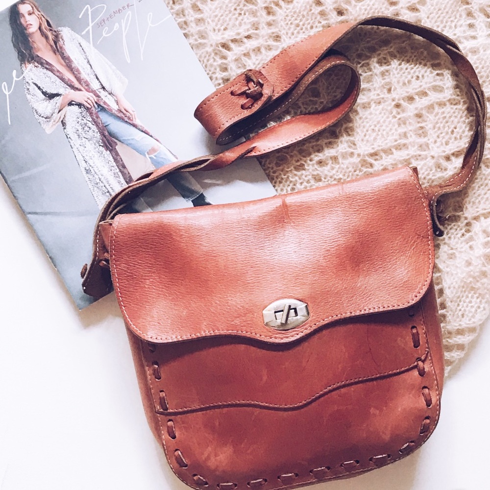 VINTAGE Brown Leather Boho Hippie Shoulder Bag